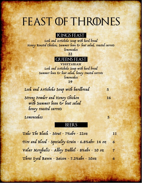 Theme Based Restaurant Menu Ideas