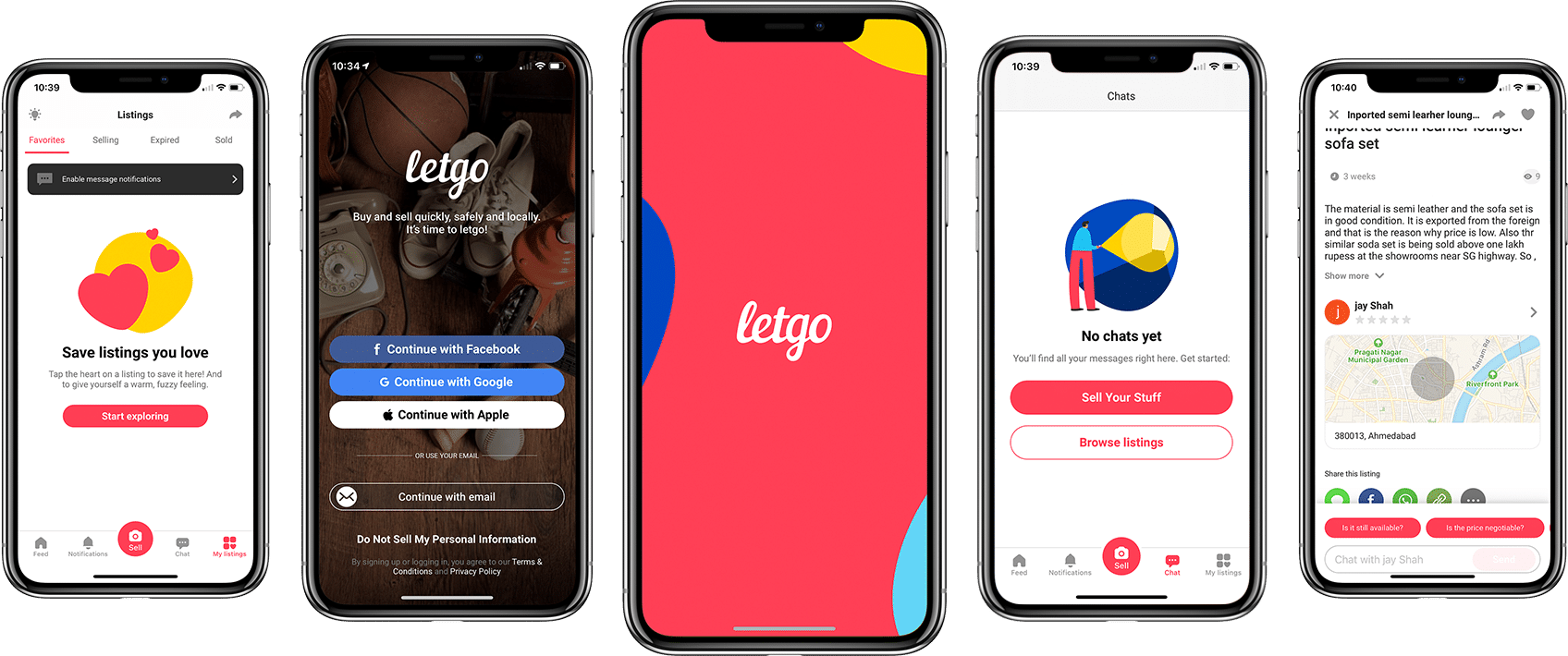 screenshots of app like letgo