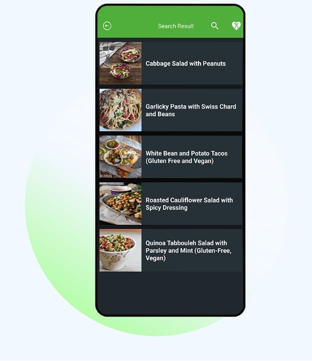Diet Meal Plan App Search Screen