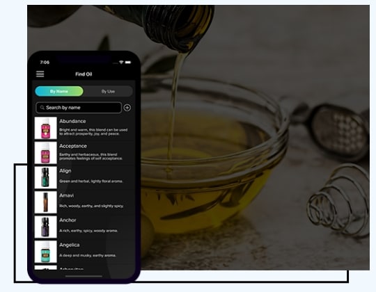 Find essential oils app screen