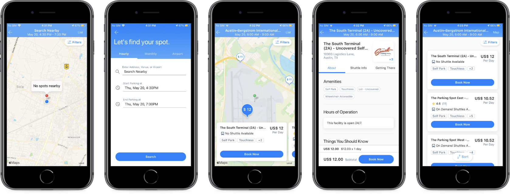 Screenshots of Parking App Like SpotHero