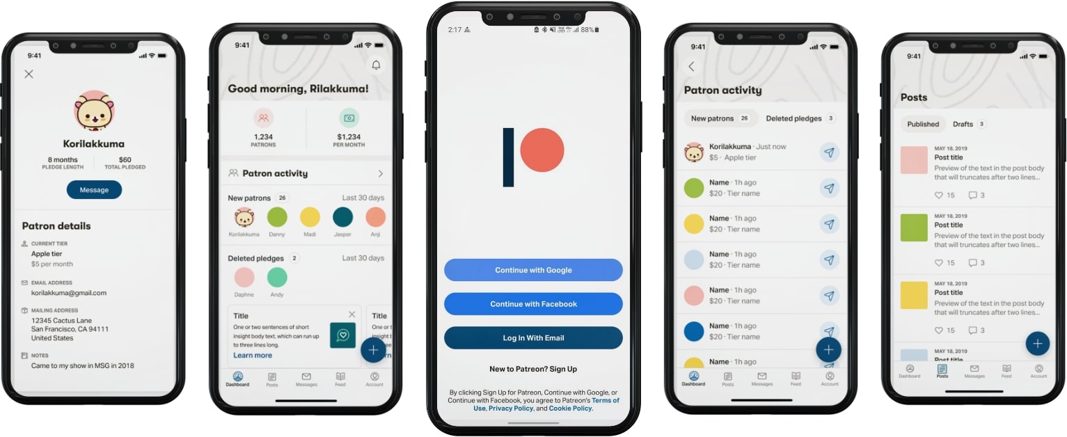 Screenshots-of patreon app