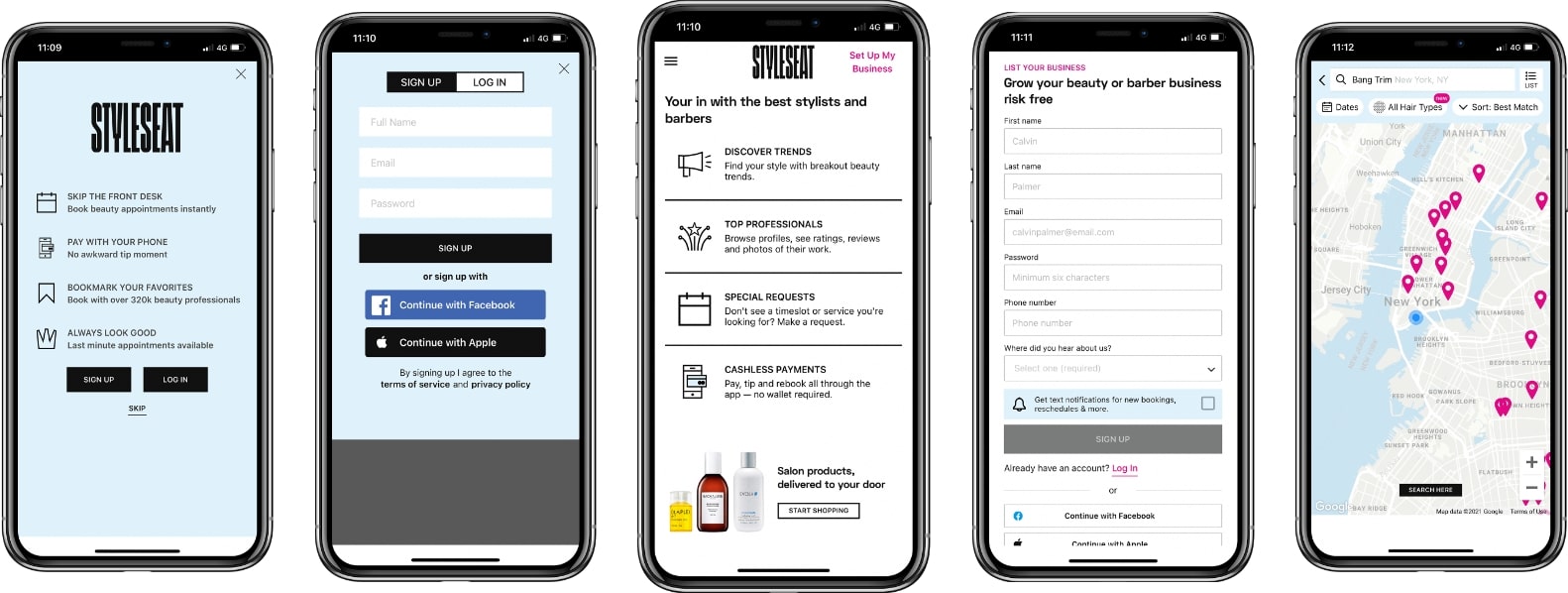 screenshor of the app like styleseat