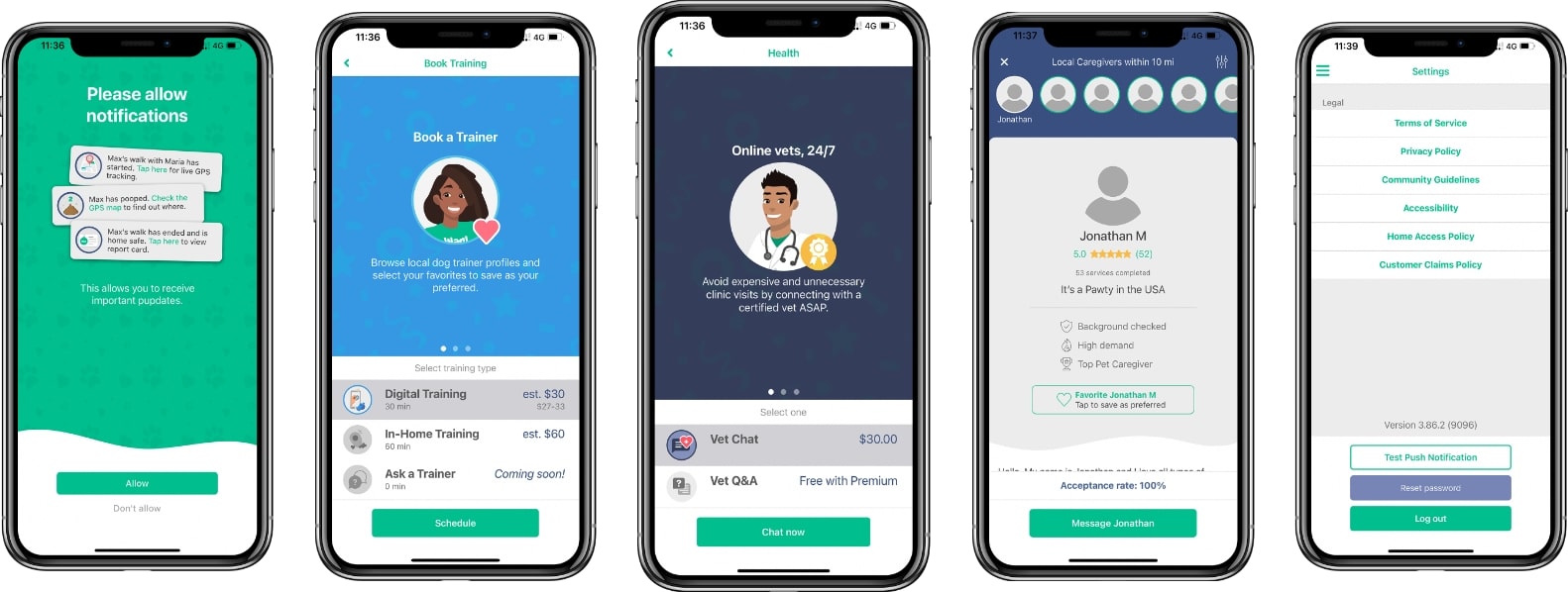 screenshot of the wag app