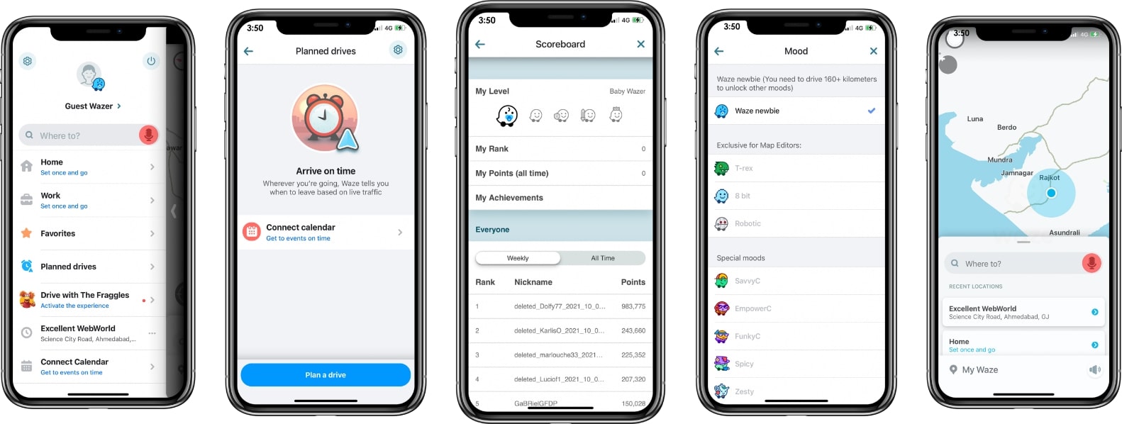 screenshot of the waze app