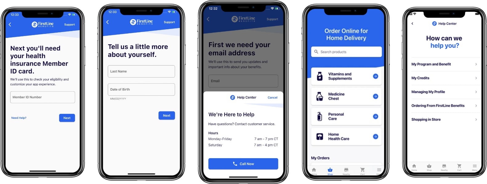 Screenshot of the FirstLine Benefits App