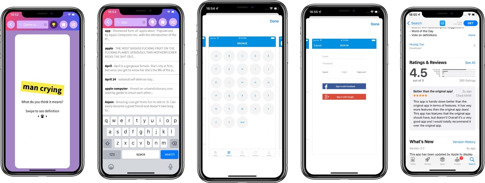 Screenshot of the Urban Dictionary App