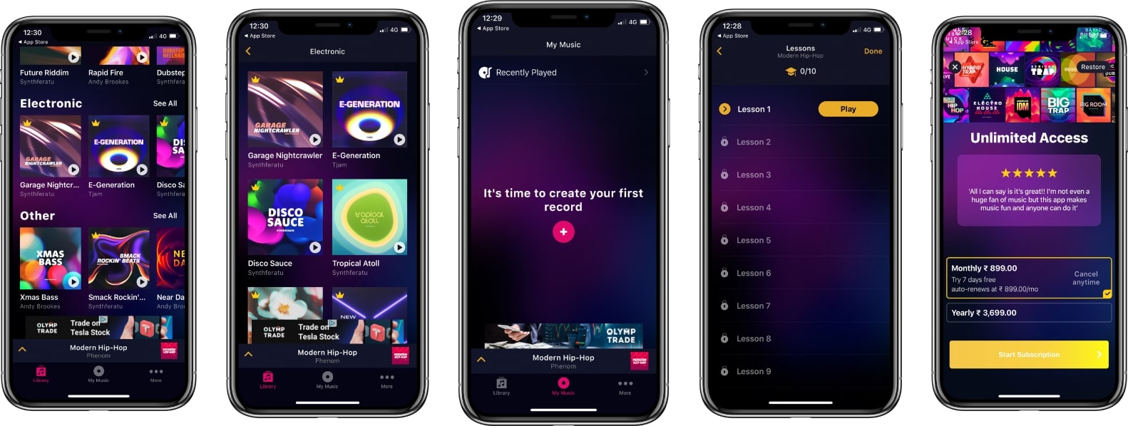 Screenshots of Groovepad App