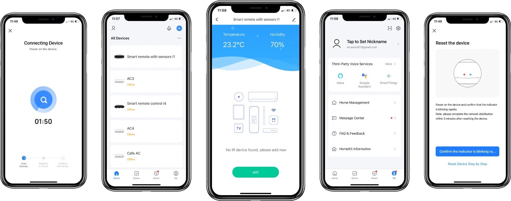 Screenshots of the Smart Life App