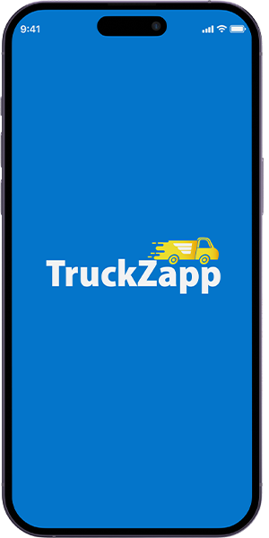 One smartphone display a logistics and transportation application callded TruckZapp developed by excellent webworld.