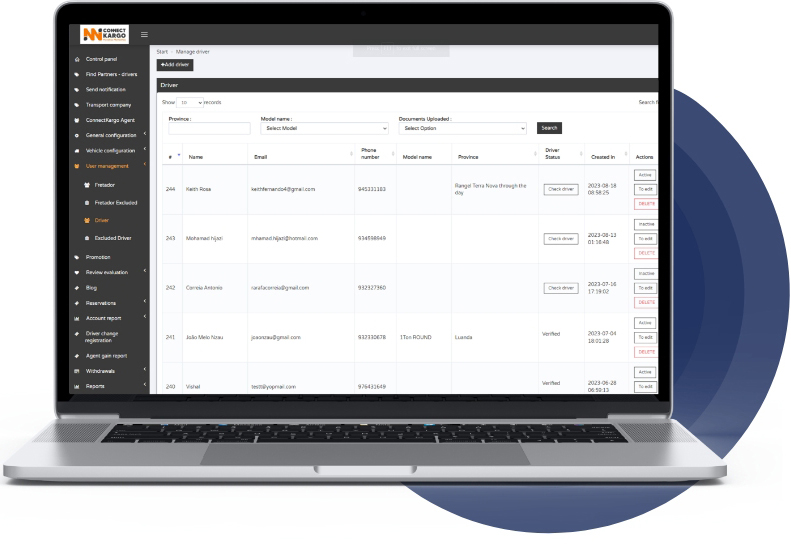 A laptop showcases a logistics software dashboard reflecting Order Processing and many more features development for warehouses and distributors.