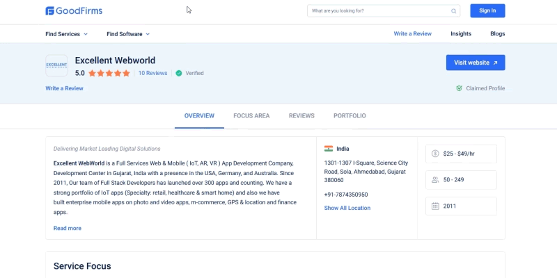 Excellent Webworld on Goodfirm