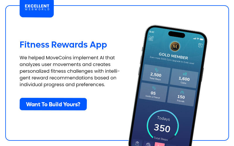 Image showcasing a smartphone displaying the user interface of a Fitness Rewards App ai integration client.