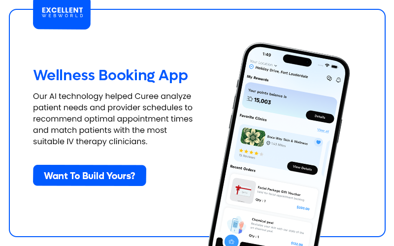 Image showcasing a smartphone displaying the user interface of a Wellness Booking App ai integration client.