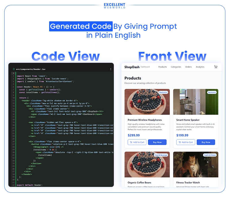 Generated code and design using vibe coding
