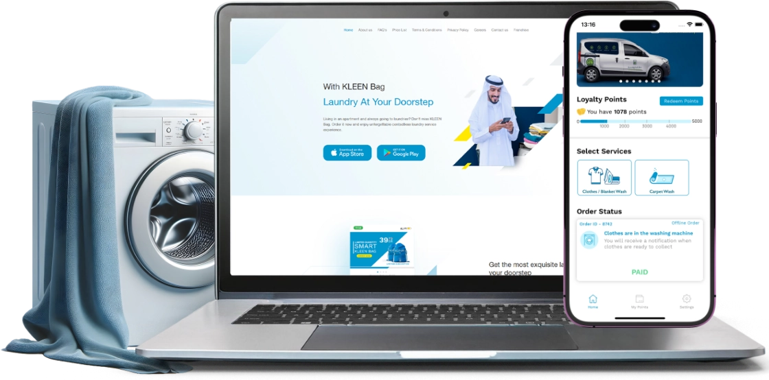Laundry platform UI design with multiple features