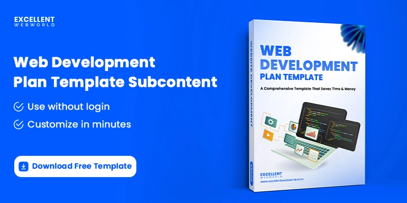 3D product shot of the Web Development Outsourcing Plan Template ebook, download a comprehensive guide to save time and money